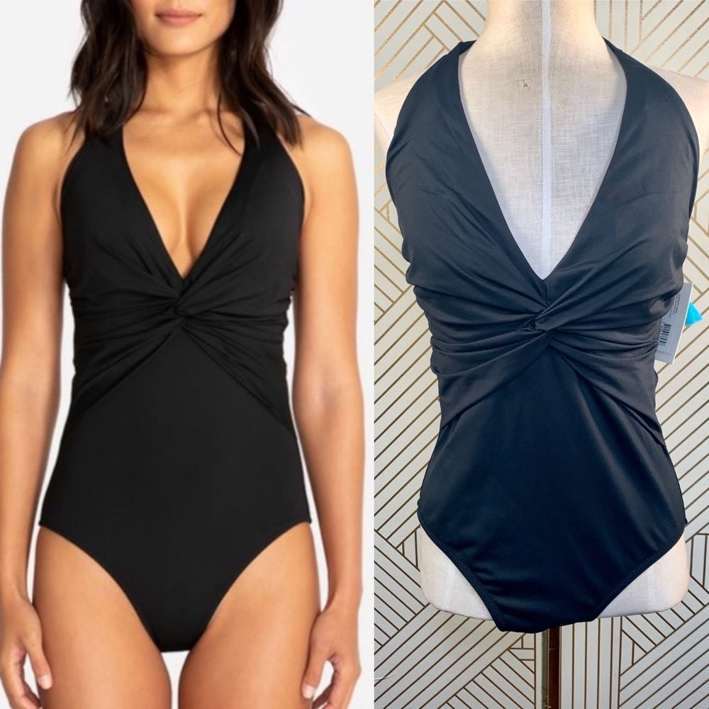 Johnny Was Hurley Twist One Piece Swimsuit Black